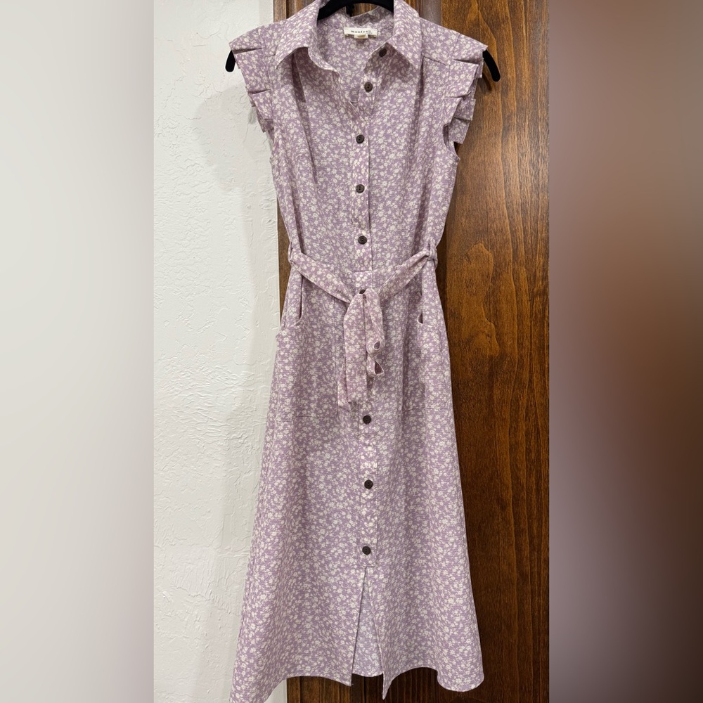 Monteau Lavender Floral Button-Down Dress